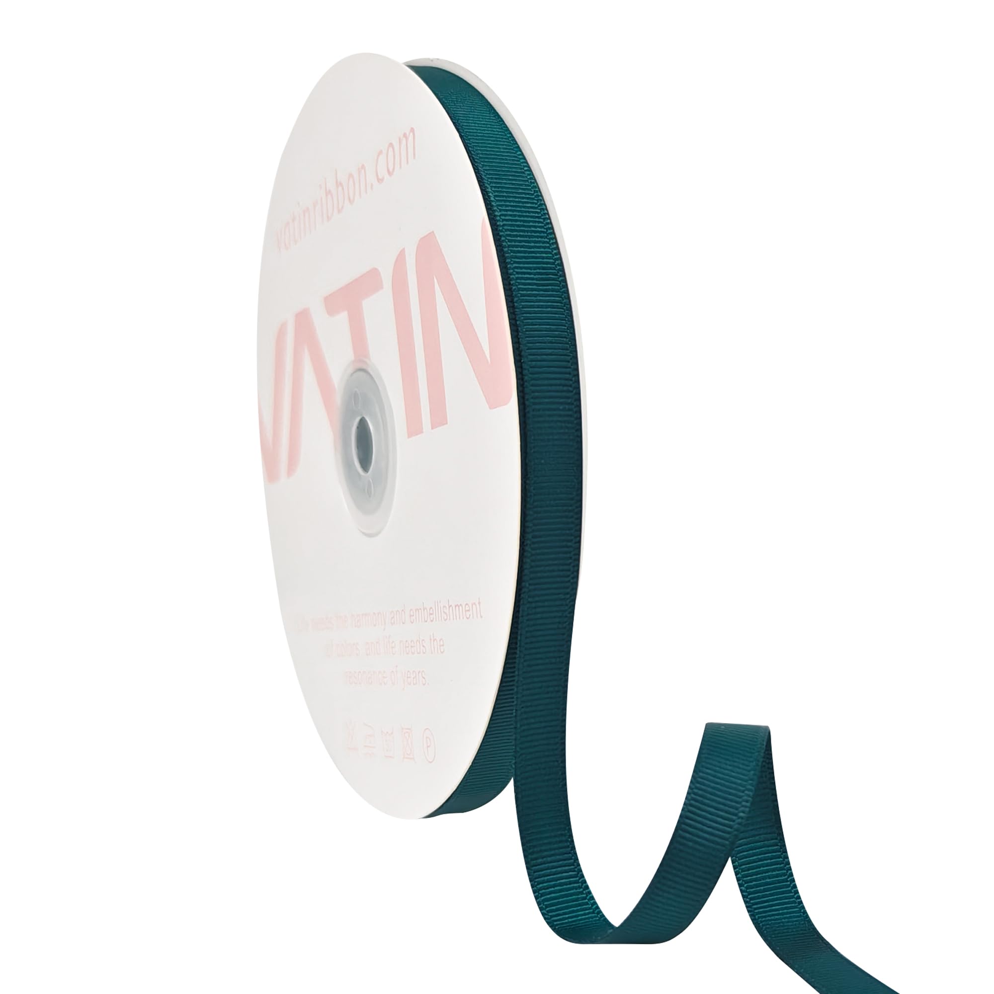 VATIN Solid 10 mm X 45 Metres Teal Grosgrain Ribbon 45 Metres Each Roll Perfect for Crafts Wedding Decor