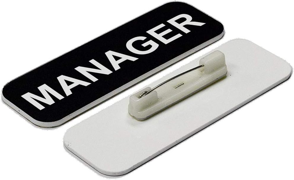 Manager 1 x 3 Name Tag, Black (10 Pack)