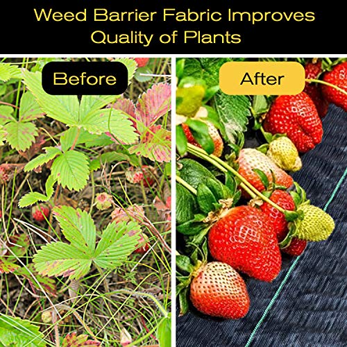 SEKKVY 4ft x 150ft Heavy Duty Landscape Fabric, Weed Control Ground Cover Garden Weed Barrier Gardening Mat, Ground Cover for Yard, Flower Bed, Garden Stakes
