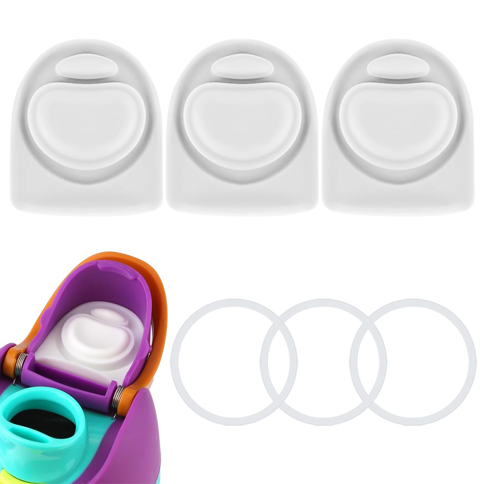 Frokolla 3 Sets Replacement Stopper and O Ring Gasket Compatible with Owala FreeSip 24oz 32oz,Water Bottle Lid Insert Cap Silicone Seal Parts for Owala 16/19/24/32/40oz Mouthpiece Accessories(White) โ image 1