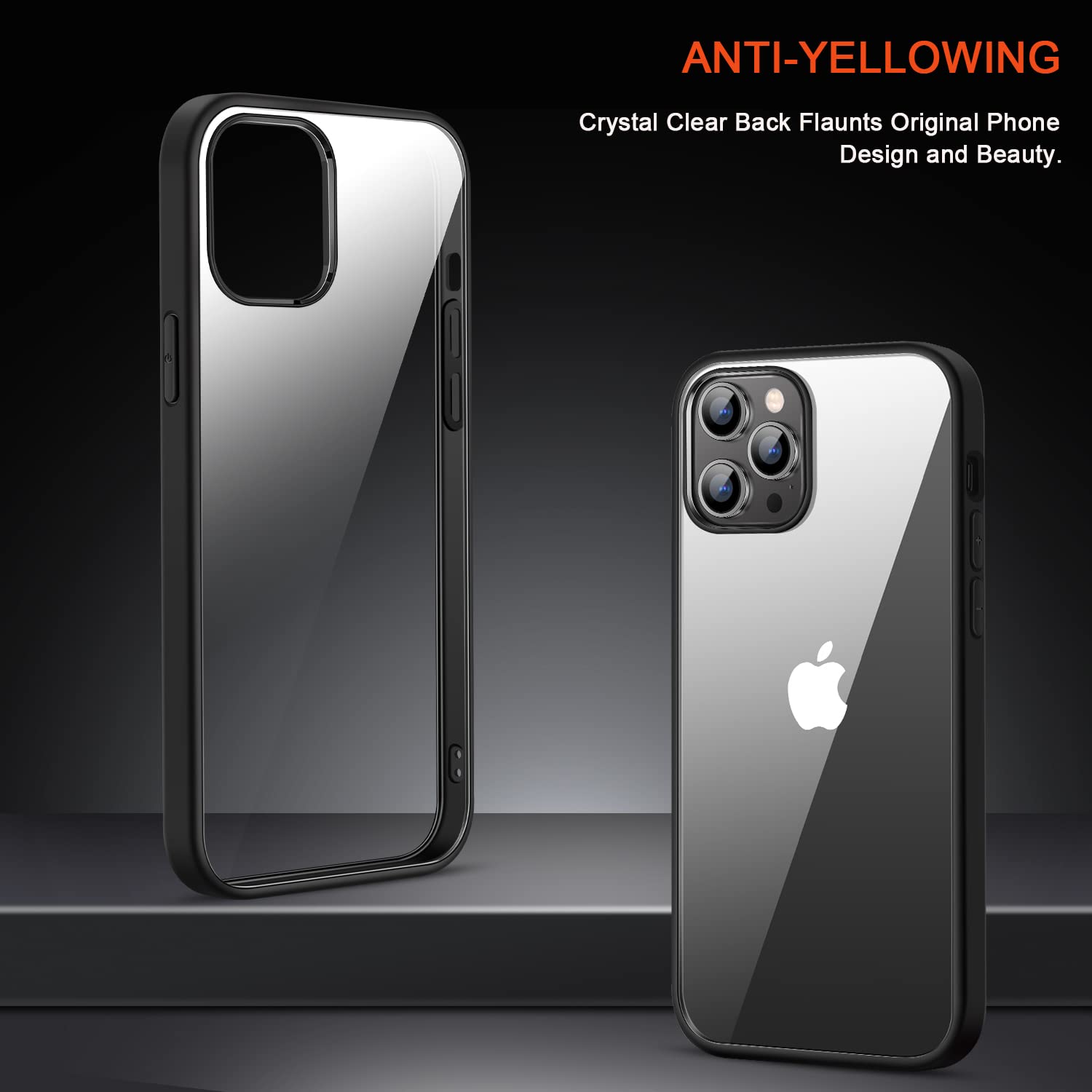 JAHOLAN Custodia Per IPhone 12 Pro Max – Cover Protettiva Con Placcatura Metallica E Design Trasparente (TPU + PC)