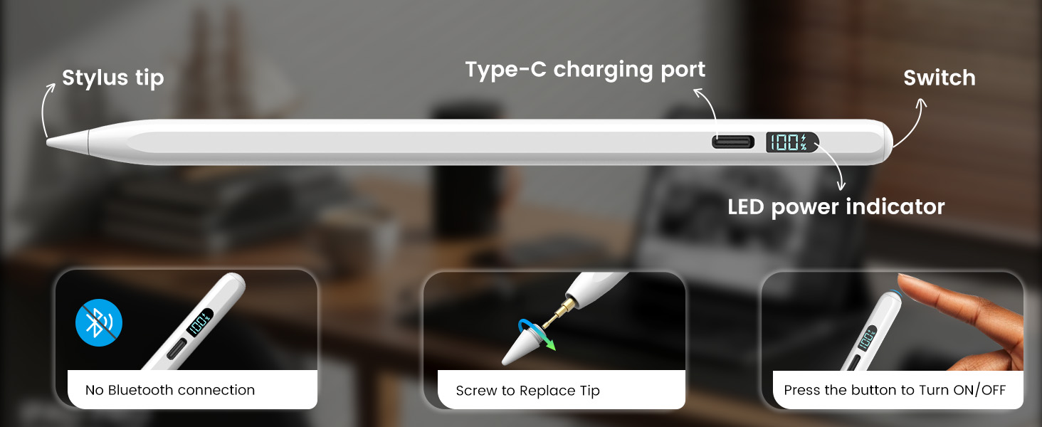 Amazon.com: iPad Pencil 2025-2018, LED Display Fast Charge Stylus