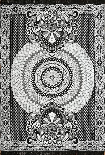 Image of Chenille /Cotton Carpet 5x7 Feet | Soft Velvet Rug for Living Room, Hall & Bedroom | Floor Carpet for Home | Designer Dari for Floor 150x210 cm | Non-Slip & Durable Kalin (Black)