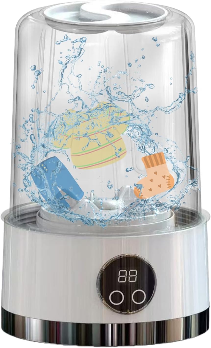 Portable Underwear Washing Machine - Mini Cordless Laundry Device for Apartments, Travel, Dorms, Camping, and Home, Quiet Efficient Cleaning for Socks, Lingerie, Small Garments, Compact Design