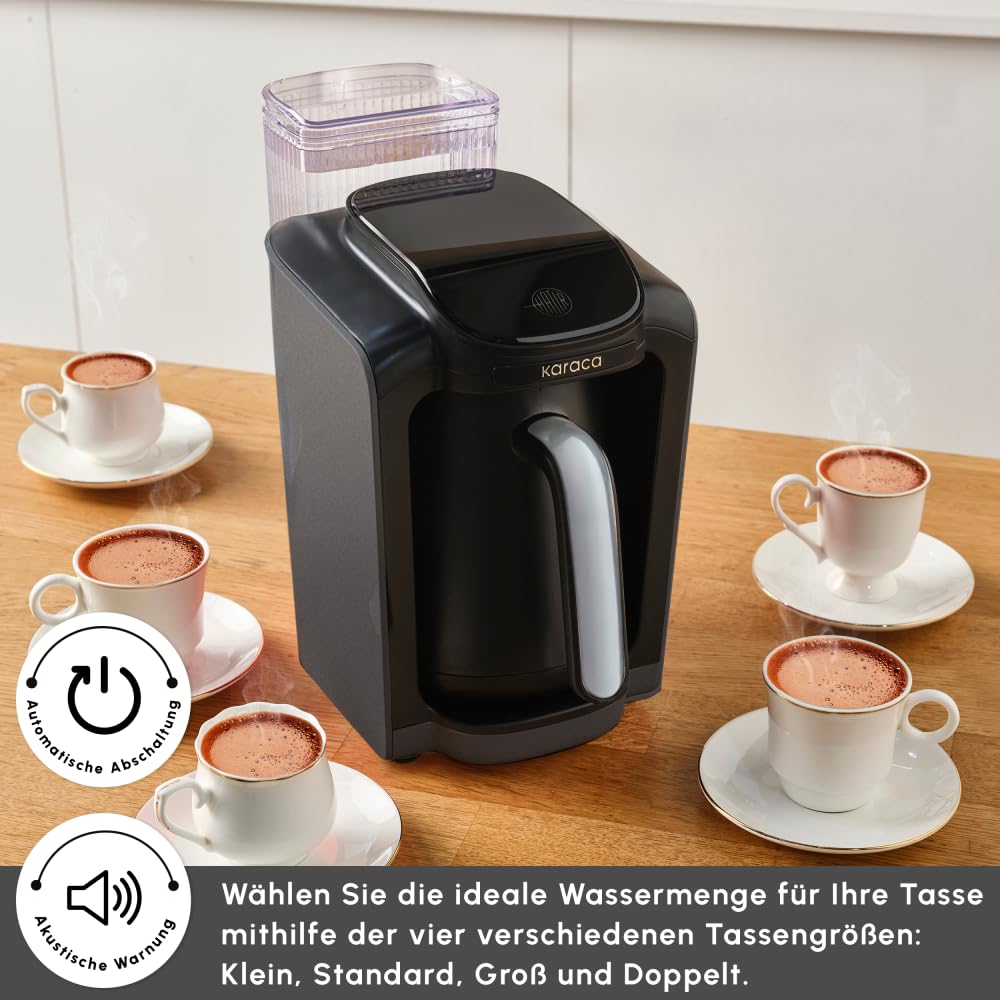 KARACA Hatır Aqua - Automatische Türkische Kaffeemaschine Mit Wassertank, Akustisches Warnsystem, 5 Tassen Türkischer Kaffee Kapazität, 735 Watt - Galaxy Grey