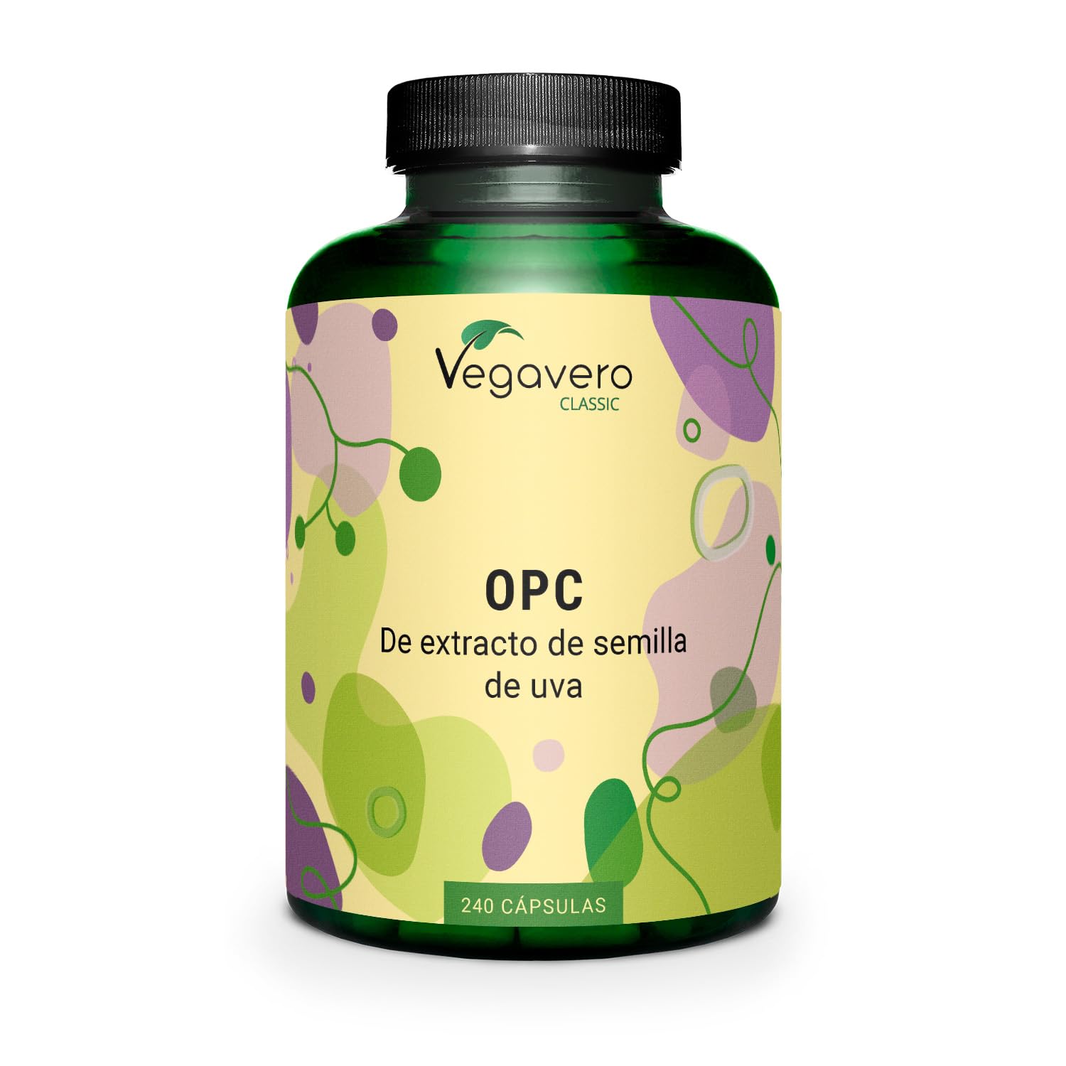 Vegavero OPC 500 mg | Extracto de Semilla de Uva | 70% OPC | Antioxidante Natural, Salud Cardiovascular y Anti-Aging | 240 Cápsulas | Testado en Laboratorio | Sin Aditivos y Vegano
