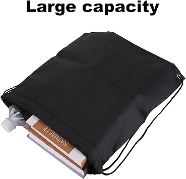 30 Pcs Drawstring Bag, Black PE Bags Drawstring, 34×42cm Drawstring Backpack Bags Sports Drawstring Bag for Gym Swimming School Travel