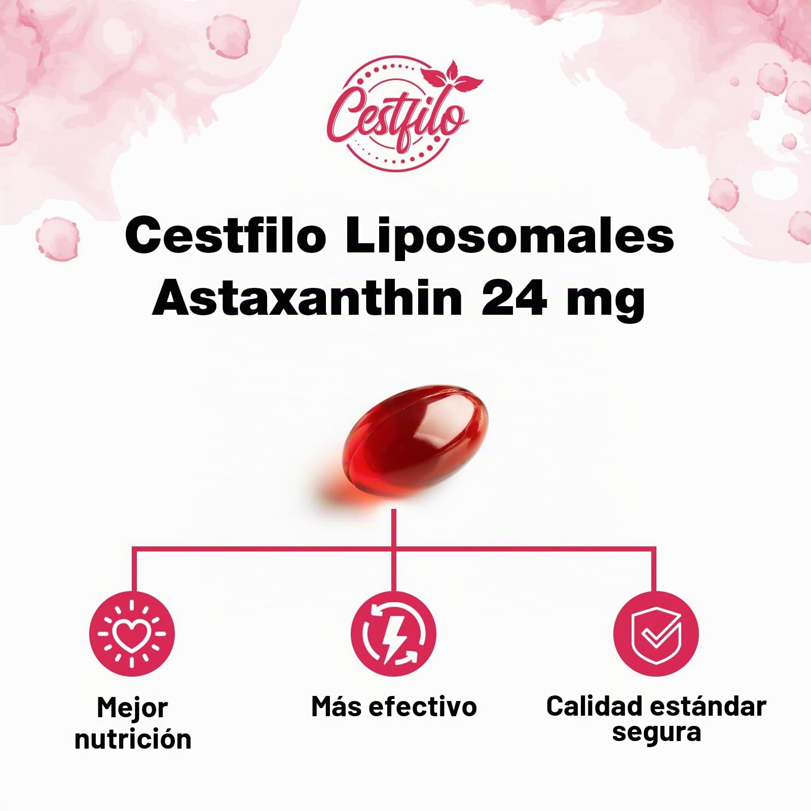 Liposomal Astaxanthin Supplemento 24MG, Máxima Absorción, Antioxidante natural, sin gluten (60 Unidad (Paquete de 2))