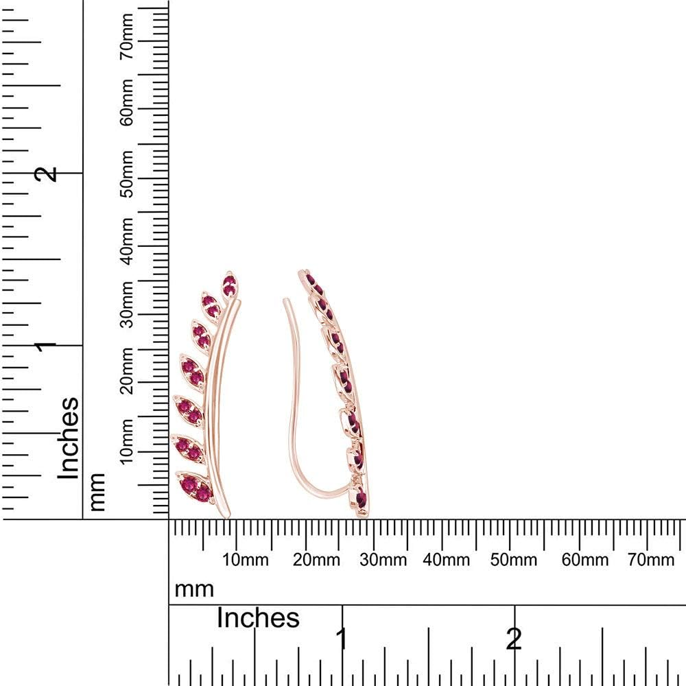 Ear Crawler Cuff Earrings 14k Rose Gold Over Sterling Silver Climber Studs Olive Leaf