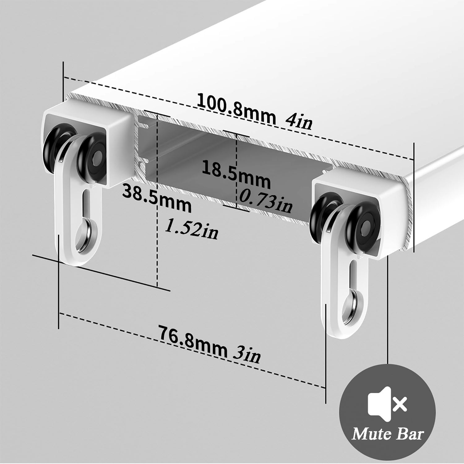 Slish Podwójne pręty sufitowe - Easy Inll aluminiowa szyna do salonu, sypialni, biura - 14.4ft / 4,4 m - nowoczesny biały design do wystroju domu