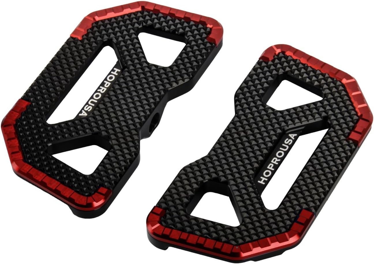 Motorcycle Rider Floorboard for '18-later Softail Street Bob Low Rider S Foot Board Aluminum Footboards Diamond Cut Anti-Slip Gloss Black (Red Trim)