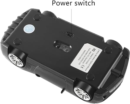 2.4GHz Wireless Mouse Small Cool Sports Car Shape Mouse Ergonomic Optical Mice Mini Portable Cordless Computer Mouse with USB Receiver for Laptop PC,Black