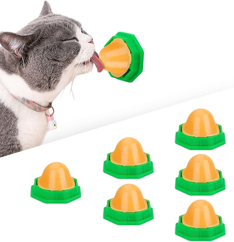 6 Pack Cat Energy Ball Toys, Includes Catnip for Cats Lick | Edible Kitty Toys, Safe Healthy Kitten Chew Toys, Teeth Cleaning Dental Cat Toy, Cat Wall Treats