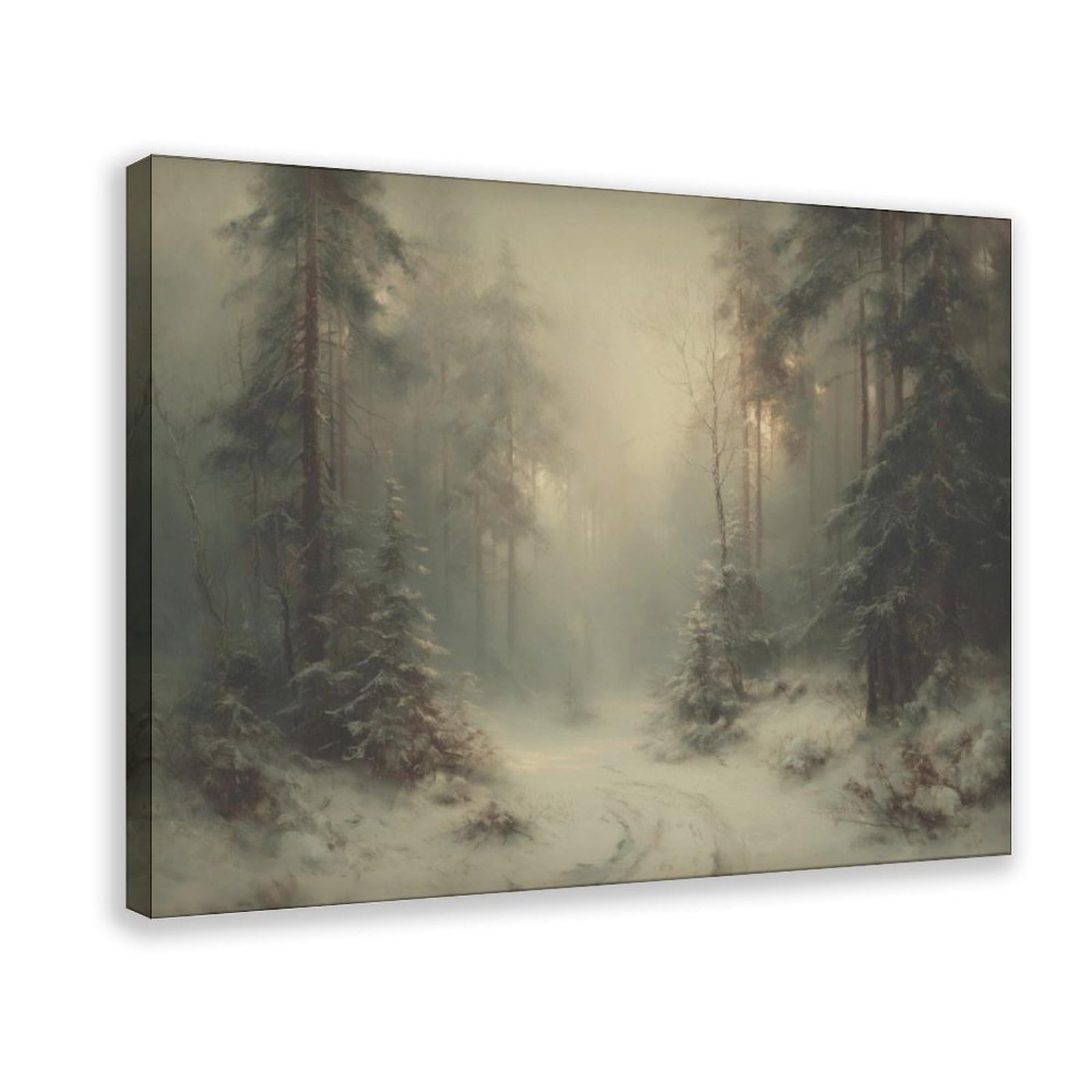 HOHHMY Snow Forest Trail Poster Canvas Poster for Bedroom Decor Gift