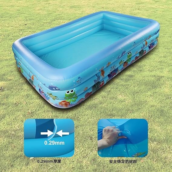 Image of 8.7FT Designer Inflatable Swimming Pool with Electric Pump - Large 3-Layer PVC Family Pool, Quick-Inflate, Leak-Proof Outdoor Pool for Kids & Adults(262*175*60 Cm / 103.15 inch X 68.89 inch X 23.6 inch)