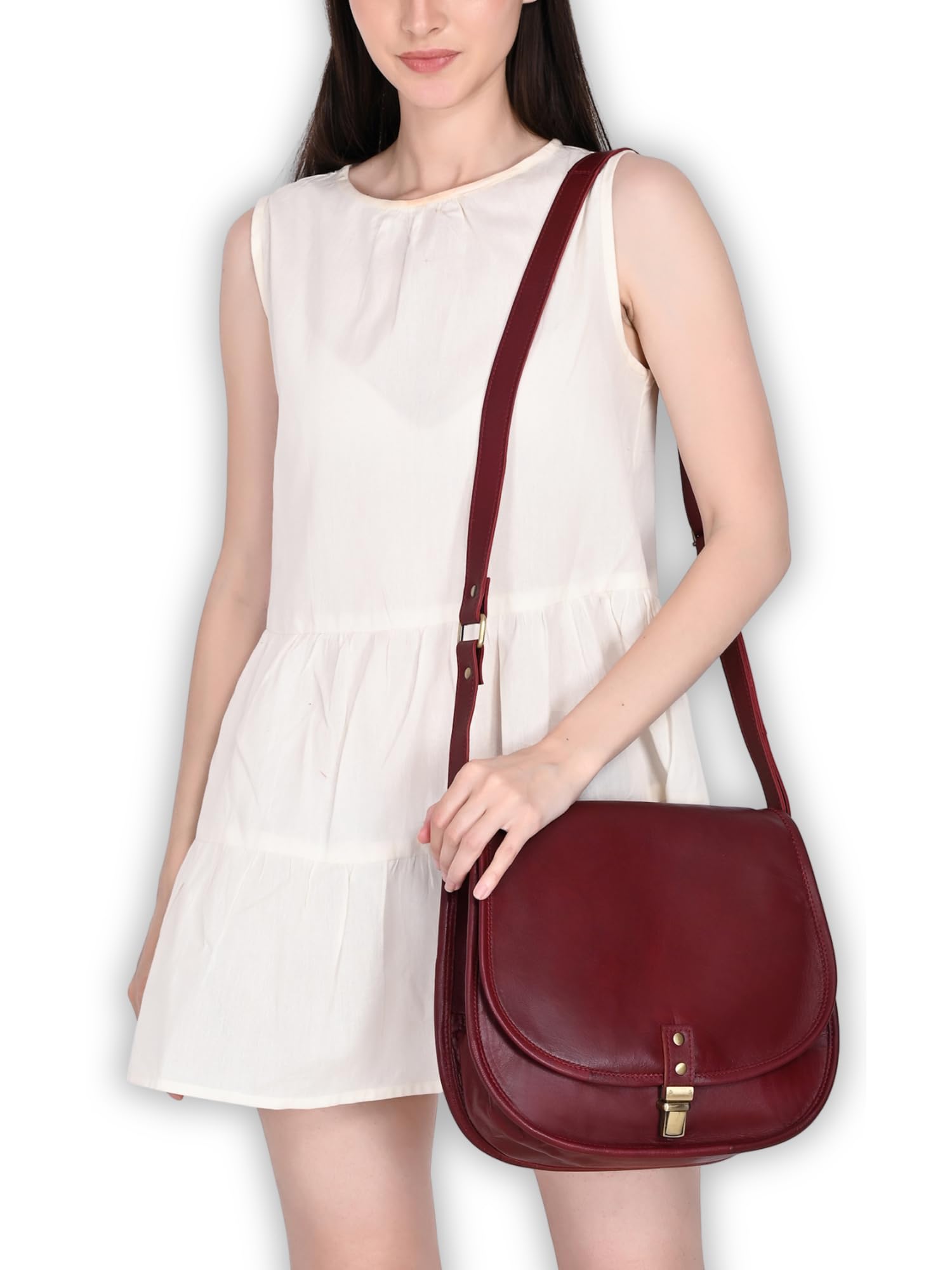 URBAN LEATHER Sac à bandoulière en cuir véritable pour femme - Style bohème hippie - Fait à la main - Vintage - Pour voyage