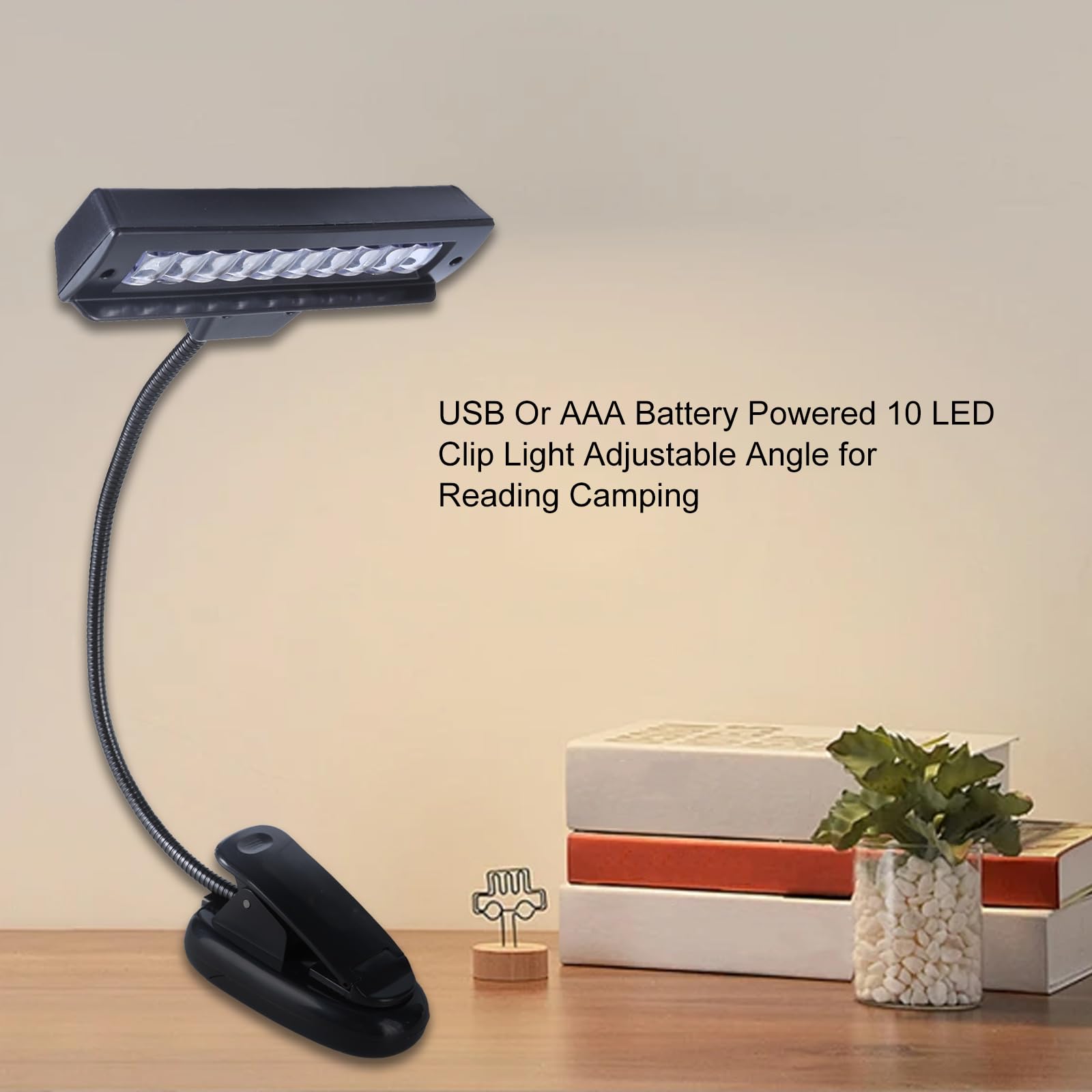Lámpara de lectura ajustable con 10 luces LED recargables por USB, para libros, camping