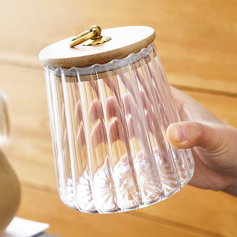 Miniatura 9 de Contenedor de café de almacenamiento de vidrio de 22.0 fl oz (22 onzas líquidas) Frasco de vidrio con tapa de pétalos decorativos de vidrio con tapa