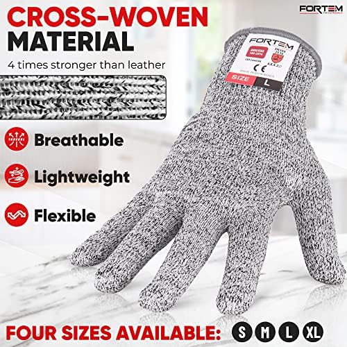 FORTEM Cut Resistant Gloves, Level 5 EN388 ANSI/ISEA Certified