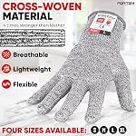 Fortem Gants résistants coupés, 4 Gants kevlar, niveau 5 Gants de coupe de protection pour la découpe d'huîtres, Gants pour les travaux de cuisine pour les chefs, grade alimentaire, EN388 Certifié (grand)
