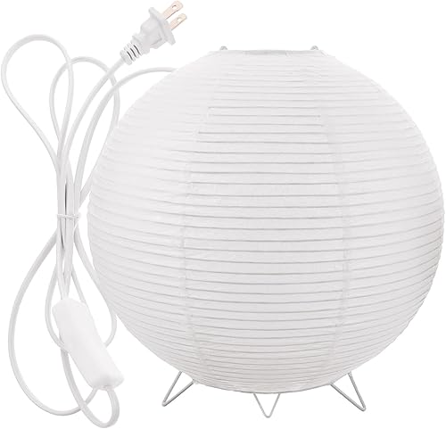 Miniatura 9 de LABRIMP Lámpara de mesa de papel con bombilla E14, luz suave y cálida para dormitorio, dormitorio de enfermería, lámpara decorativa de papel de