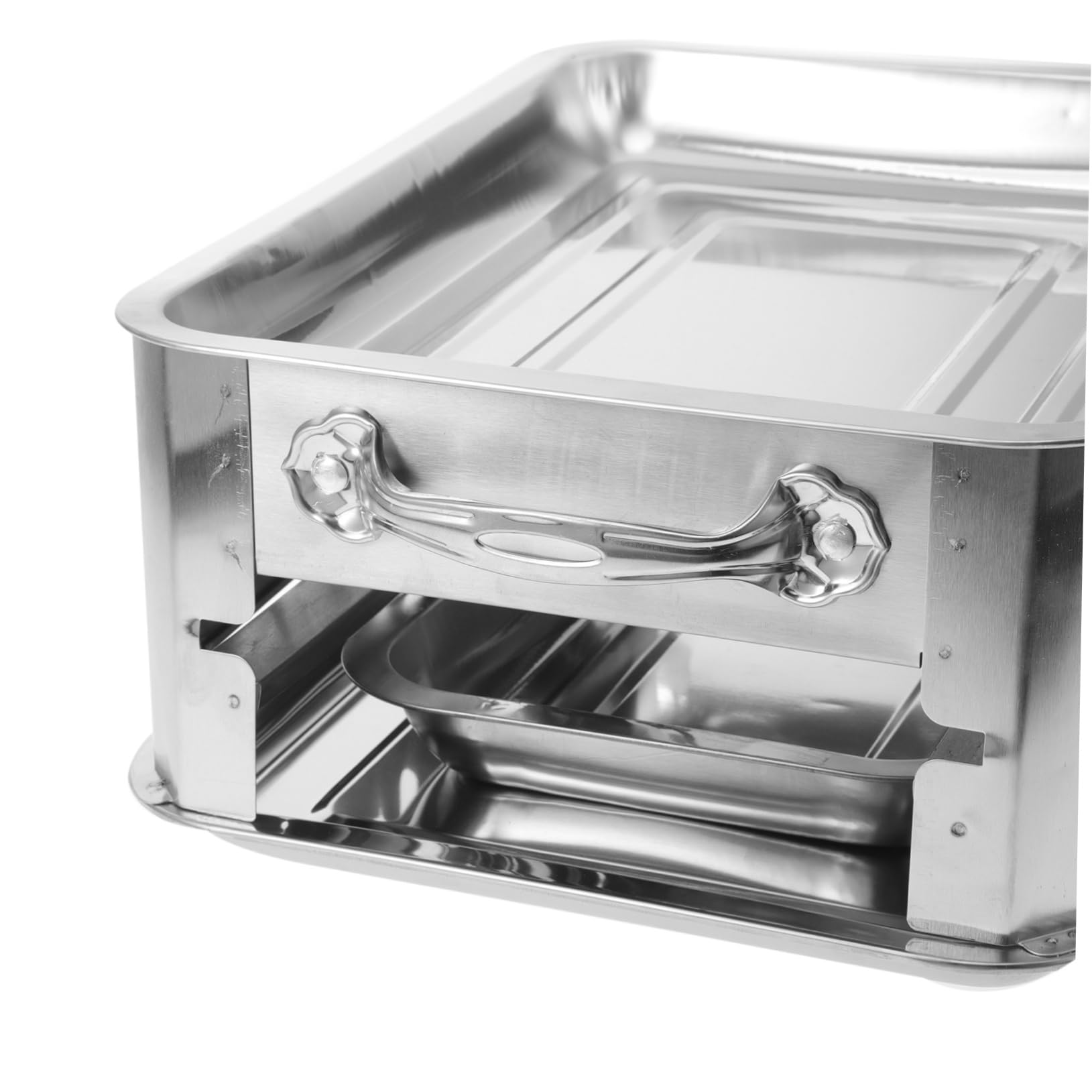 ifundom Bandeja Rectangular de Acero Inoxidable para Pescado Asado, Gruesa y Versátil, Adecuado para Cocina y Hogar, Fácil de Guardar, Plata