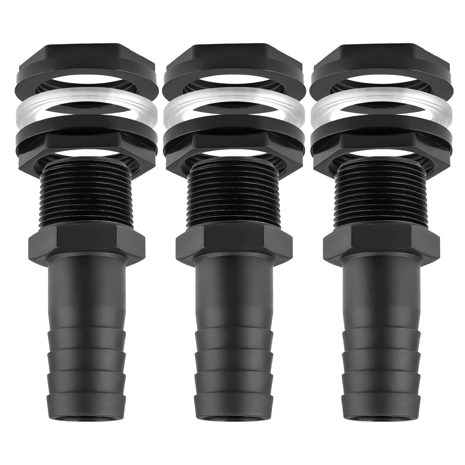 3 PCS Water Butt Connector Kit, Waterbutt Hose Connector with 25mm Barb, Water Butt Diverter Kit for Efficient Water Collection, Plastic Construction with Double Thread Design