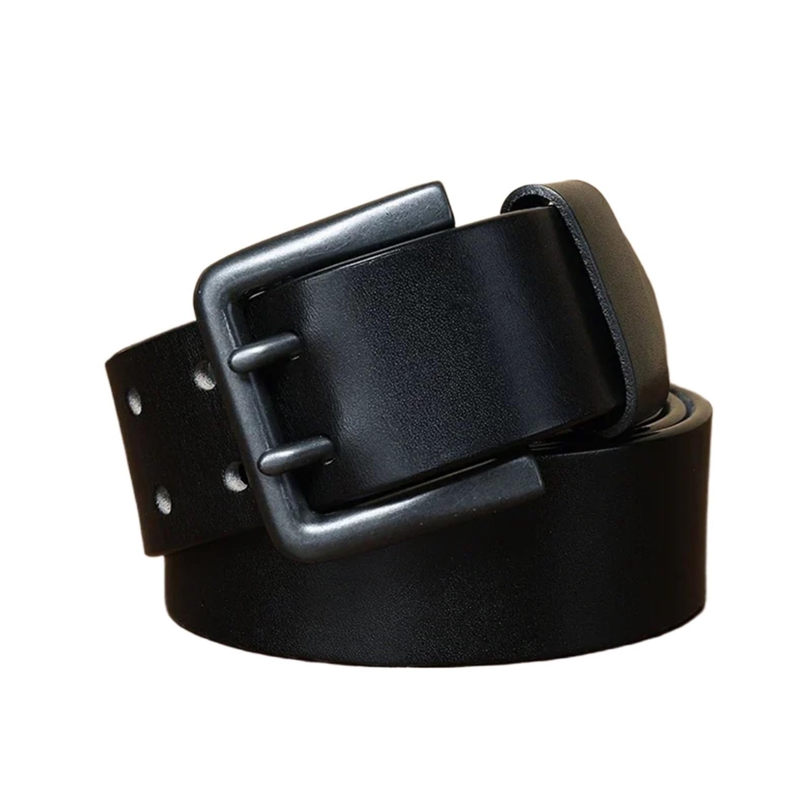 1 pz cintura da uomo in vera pelle for maschile doppia fibbia ad ardiglione cinturino for jeans cowboy per Abbigliamento