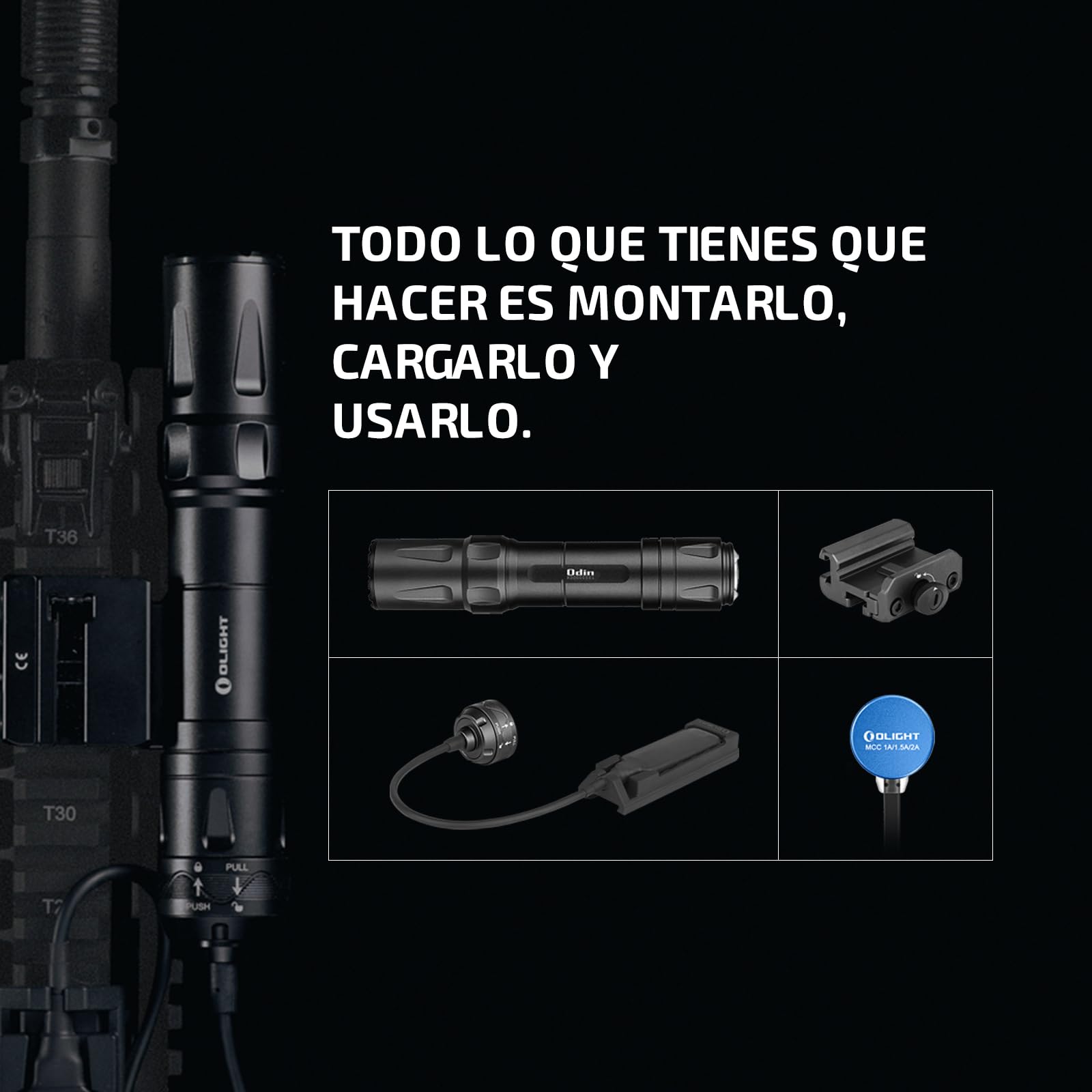 OLIGHT Odin Torcia a Picatinny 2000 Lumen Potenza Massima 300 Metri con Batteria Ricaricabile Flashlight Controllo Remoto Leggero per Caccia Ricerca,Lavori di Illuminazione Esterna Notturna