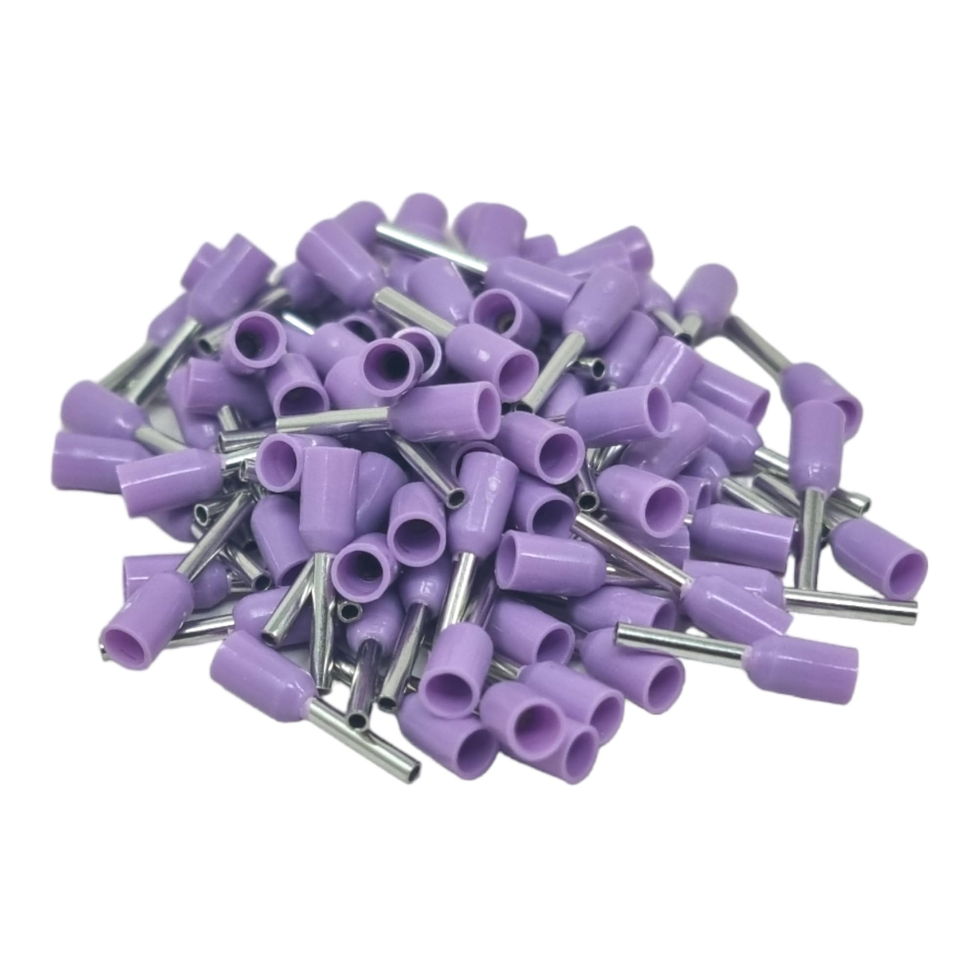 100 pcs Single Entry Cord End Cable Terminals Insulated Wiring Bootlace Ferrules 0.25mm² - 35mm² (Violet - 0.25mm²)