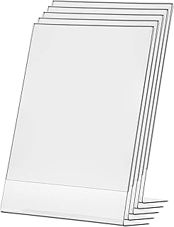 5 Pack Large Sign Holder 11 x 17 inch Slant Back Advertisement Table Tent Side Loading Patio Flyer Form Notice Display Vertical Poster Media Promotional Price Signage Portrait Image Frame By Marketing Holders