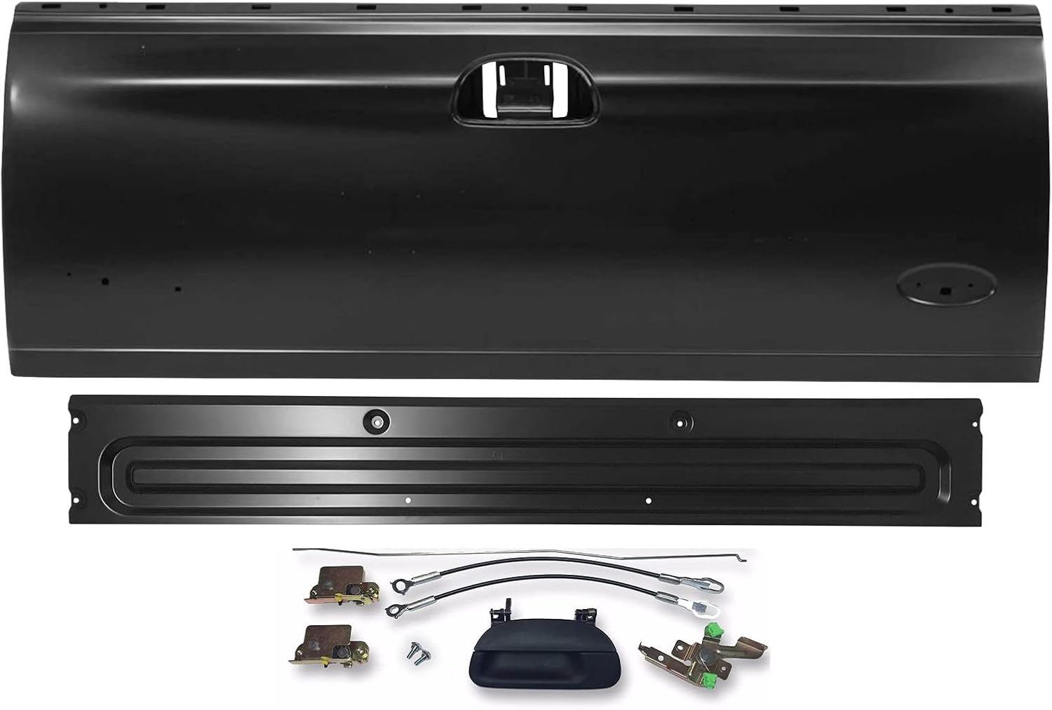 Primered Steel, Tailgate Complete Assembly Without Locking Bezel for 1997-2003 Ford F150 97-03 & 1999-2007 Ford F250 F350 Super Duty 99-07 Pickup, FO1900121