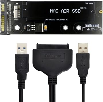 Cablecc USB 3.0 to 12+6pin SSD HDD to SATA 22Pin Hard Disk Cartridge Drive for Air Pro 2010 2011 Air A1369 A1370 SSD