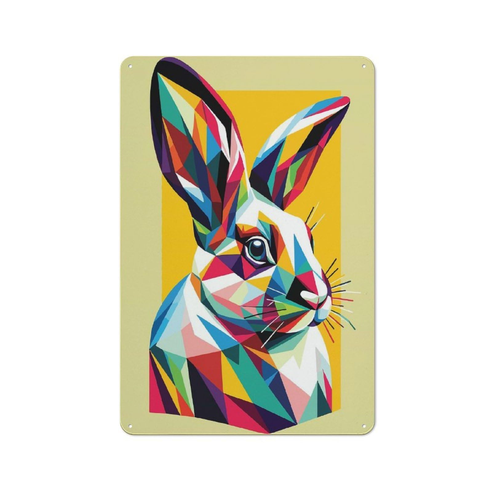Junmoney Rabbit Wpap Pop Art Retro Metal Plaque 30X20cm For Garage Or Workshop, Housewarming Wall Decor For People Furnishing Garage And Workshop