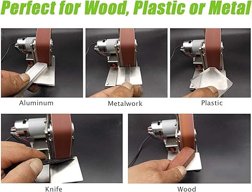 Miniatura 4 de Mini lijadora de banda, afilador de cuchillos, eléctrico, mejorado, 7 controles de velocidad ajustables, máquina pulidora pequeña de 110 V con 10