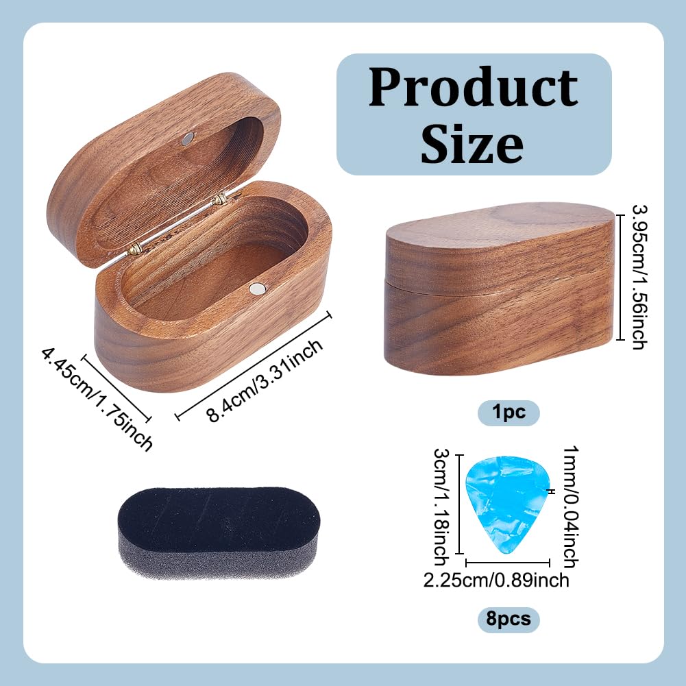 UNICRAFTALE 8Pcs Plastic Guitar Picks Guitar Plectrum Holder Set including 1pcs Walnut Wooden Guitars Pick Storage Boxes Mini Jewelry Box Wooden Trinkets Accessories for Guitars Player Gifts - Image 3