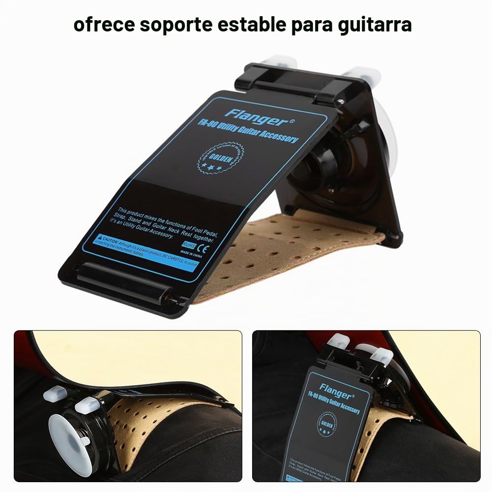Taburete de Reposapiés de Guitarra, Práctico Flanger FA 80 Utilidad Accesorio Soporte para Guitarra Reposapiés Correa Soporte para Cuello Resto para Guitarra Clásica de Popular de Folk