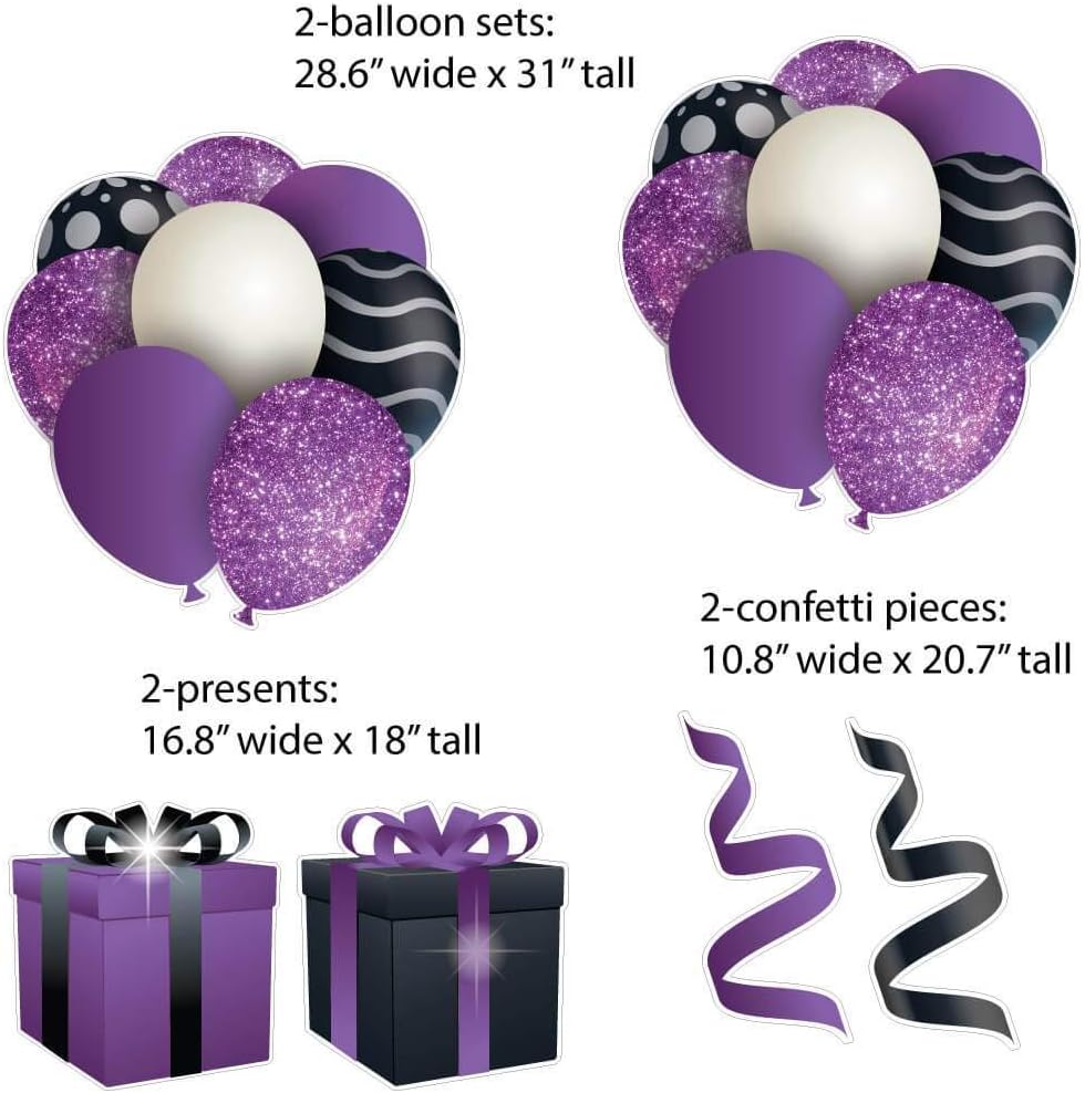 VictoryStore Yard Decorations Dripping Glitter Sparkle Birthday Flair Outdoor Yard Signs Package, 12pcs (Purple Sparkle 18863)