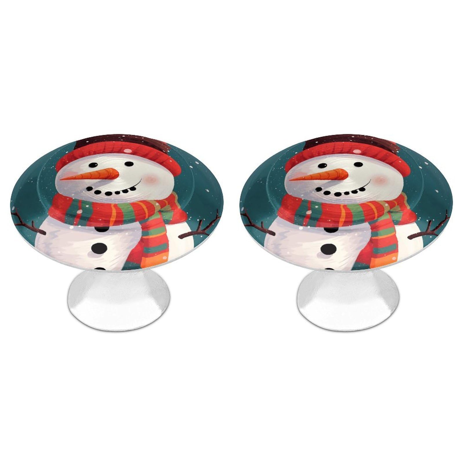 Fekiloot Style Xmas Snowman Cabinet Knobs 2 Pack Stainless Steel Round Dresser Drawer Knobs Kitchen Drawer Hardware Dresser Knob Closet Door Pulls Cabinet Handles For Cupboard Drawer Pulls