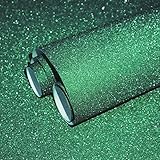 Kitico Green Glitter Contact Paper Glitter Green Wallpaper 17.7x78.7in Glitter Wrapping Paper Sparkle Self Adhesive Wallpaper Decorative Cabinet DIY Decoration