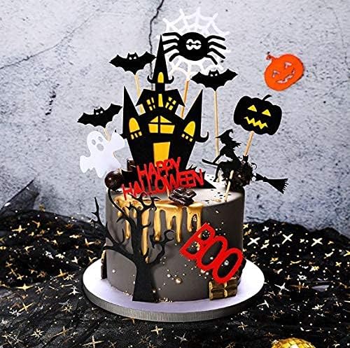 11 pcs Halloween Cake Topper Cupcake topper Haunted House Cake Topper Halloween Cake Decoration Ghost Cake Decoration Pumpkin Cupcake Decoration for Wizard Party Ghost Party Spider Party
