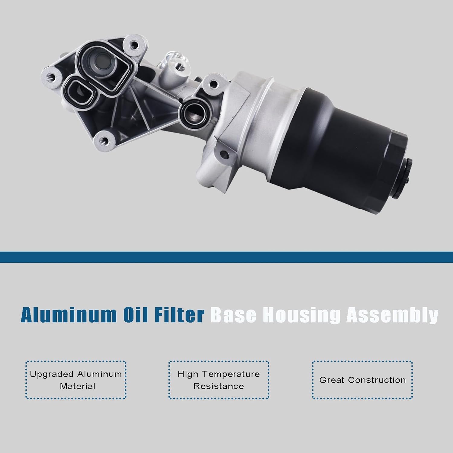 Upgraded Aluminum Oil Filter Base Housing Assembly 2.5L Compatible with AUDI TT RS Quattro 2012-2013, VW Beetle Beetle Golf Jetta Rabbit Passat 2006-2014, Replace# 07K115397A