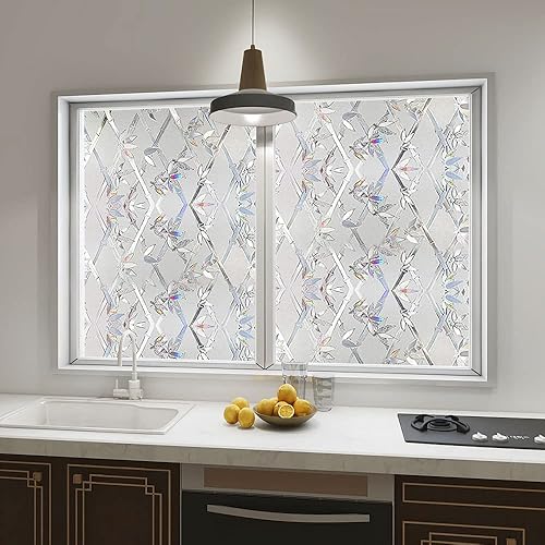 Miniatura 4 de Película de privacidad para ventana, película 3D de vitrales, calcomanías decorativas de vinilo para ventana, película de adherencia estática, no