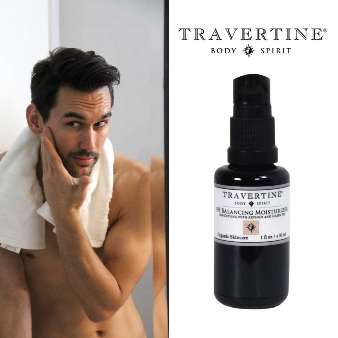 Travertine Spa pH Balancing Moisturizer | Age-Defying with Retinol and Green Tea | Nourishing Facial Lotion | Encourages Collagen Production | for Men and Women