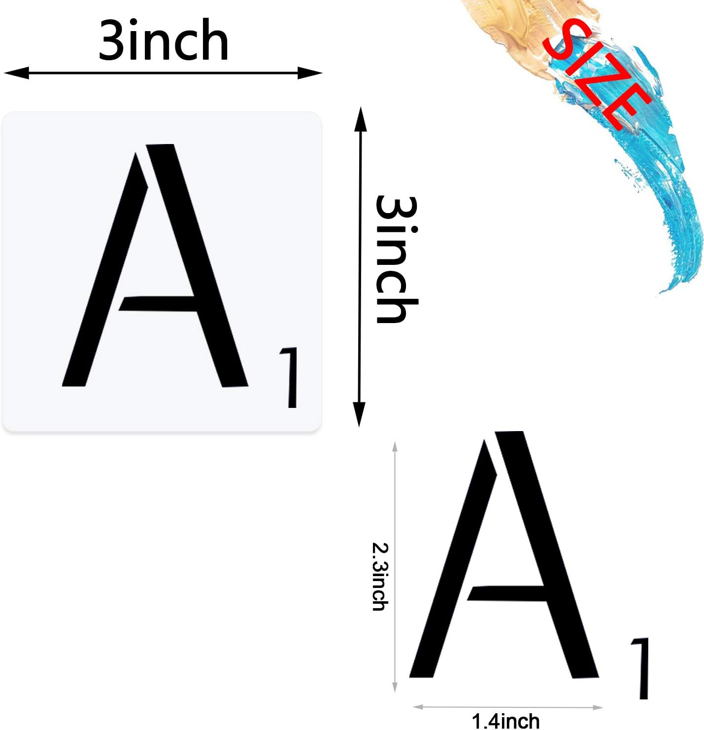 26pcs Scrabble Letters Stencil, Reusable Scrabble Letters for Wall Decor, DIY Crafts, Painting and Family Names (3inch)