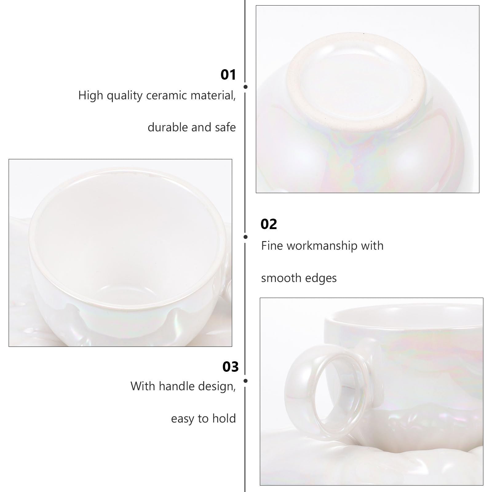 ULTECHNOVO Juego de Tazas de Café de Cerámica Platillo, Diseño Creativo y Estilo Encantador, Adecuado para Oficina y Café, Set de 1