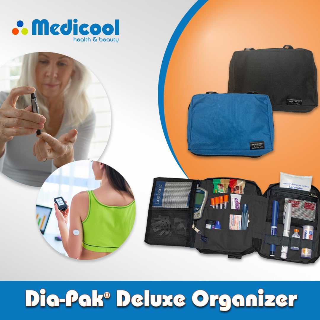 Medicool Dia-Pak Deluxe Organizer Insulin Storage 2 Week Supply Water Resistant with Large Gel Pack | DP DELX/BK