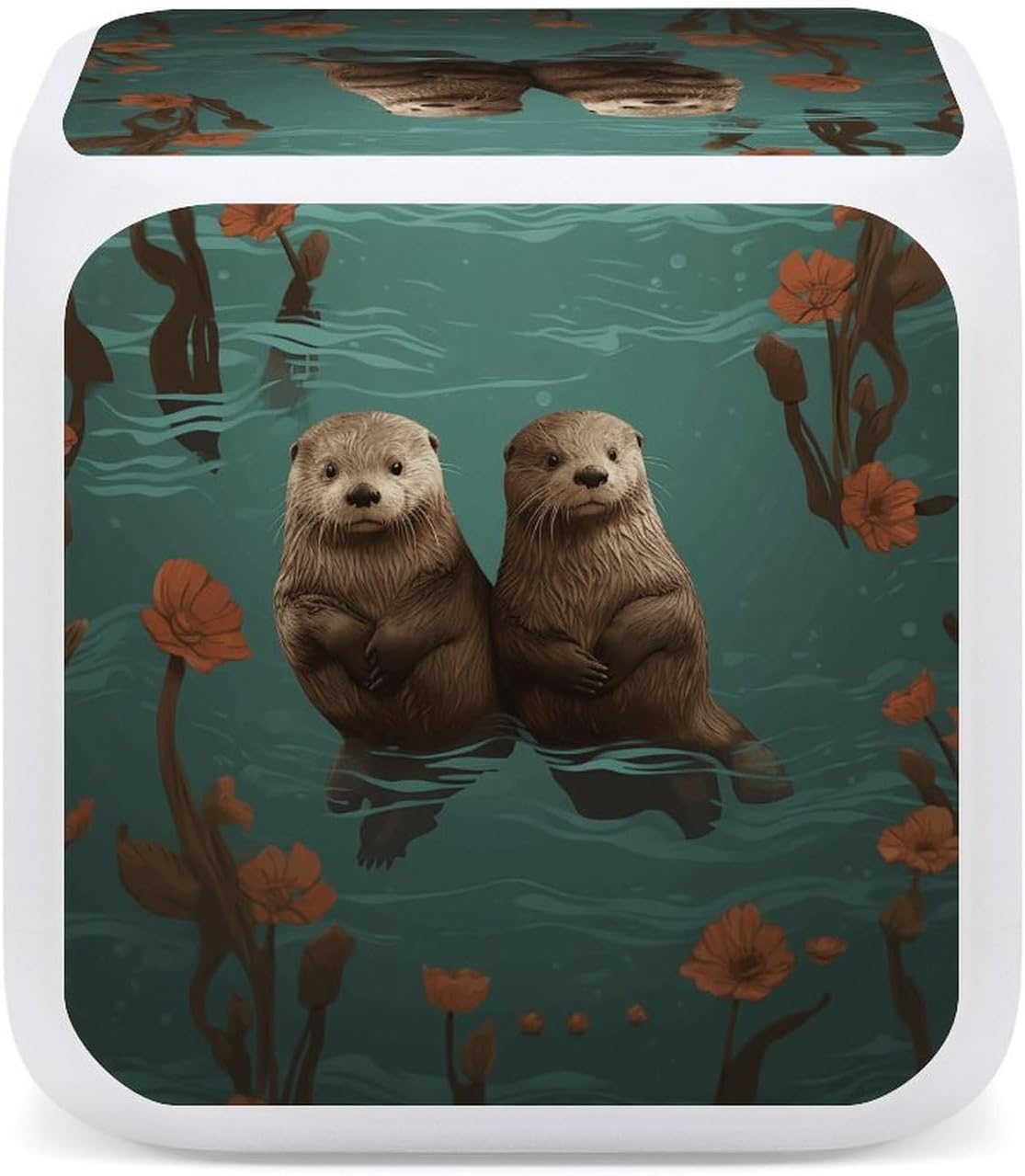Otters in Love Alarm Clock Night Light Alarms for Bedroom Smart Digital Alarm Clock LED Display Clocks with 7 Colorful Ambient Lights Sleep Timer for Heavy Sleepers Simple Operation image 5