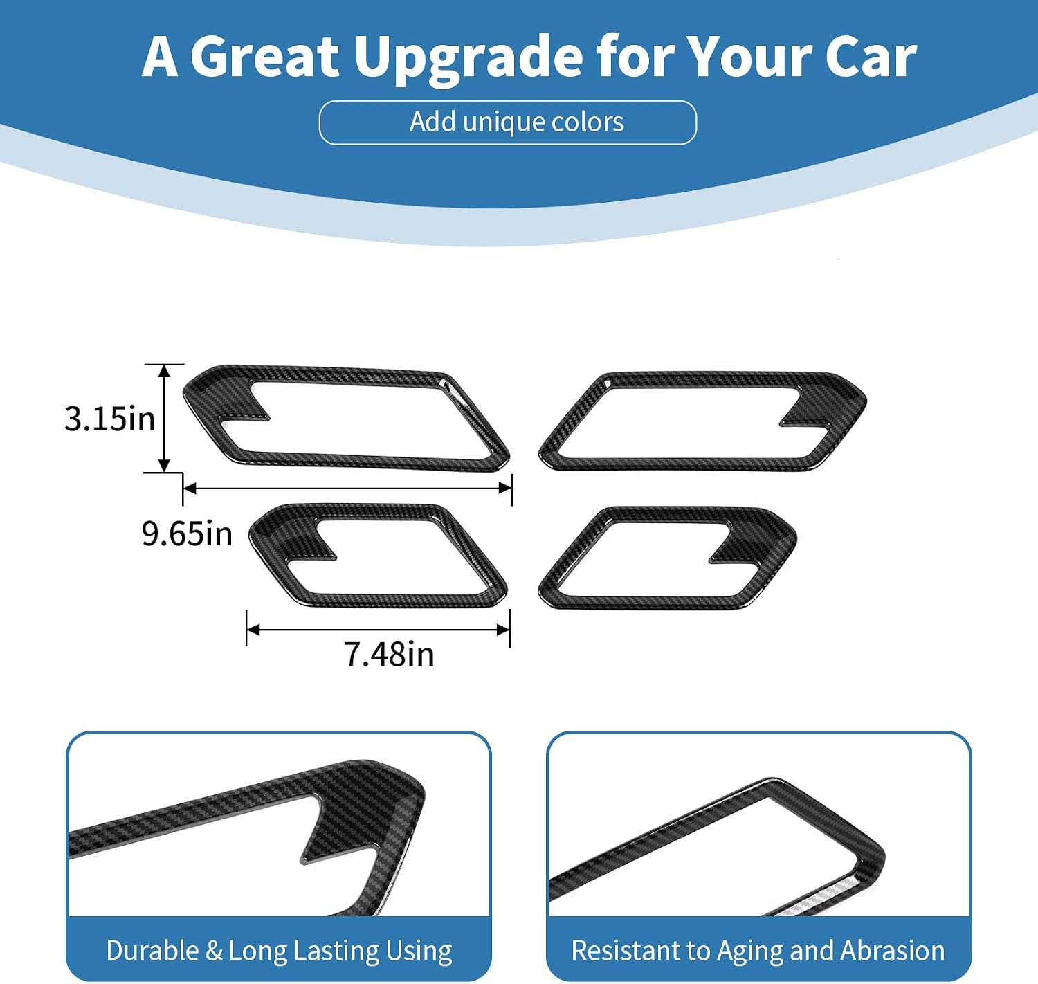 for Colorado Inner Door Handle Cover Trim for Chevrolet Colorado/GMC Canyon 2023 2024 up Black Carbon Fiber Grain Interior Accessories 4pcs