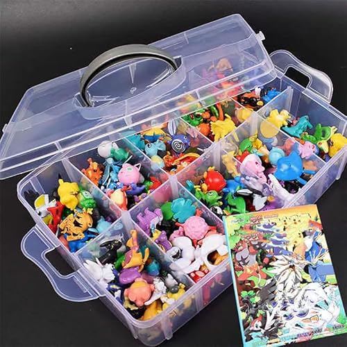 144 pièces+Boîte de Rangement Mini Figurines Pokemoon Ensemble de Jouets 2-3 cm